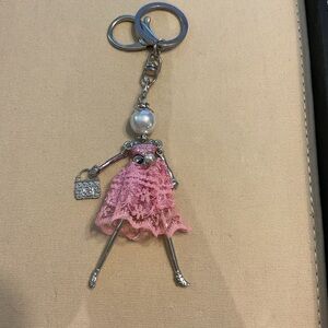 Elegant Pink Lace Doll Keychain
